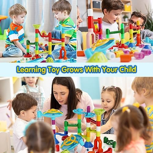 MaxTronic Marble Run Toy, 110pcs Marble Maze Kit STEM Educational Learning Toy for Kids