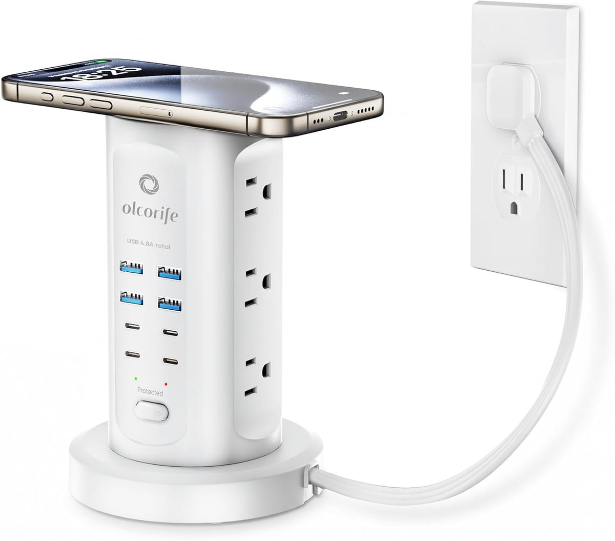 Power Strip Tower Surge Protector with 9 AC Outlets 8 USB - power strip tower with surge protection