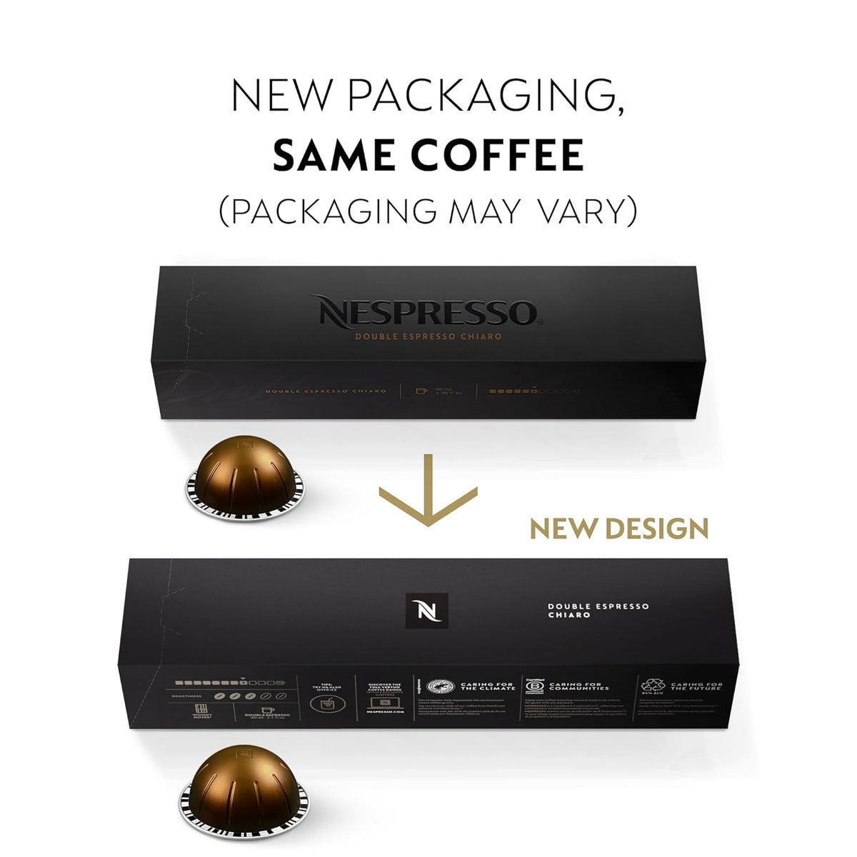 Nespresso Capsules Vertuo, Double Espresso Chiaro, Medium Roast Espresso
