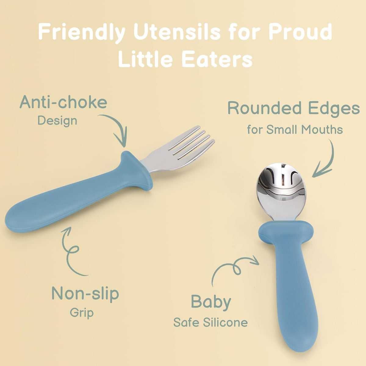 Eascrozn Toddler Utensils, 6 Pack kids Silverware Set with Silicone Handle
