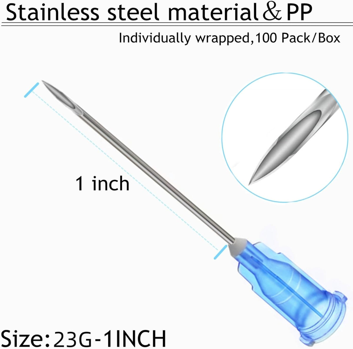 100 Pack Disposable 3ml/cc Lab Syringes with 23Ga 1 Inch Needle Luer Lock