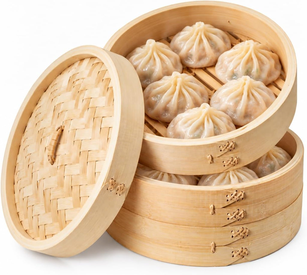 Joyce Chen 2-Tier Bamboo Steamer Baskets, 10-Inch