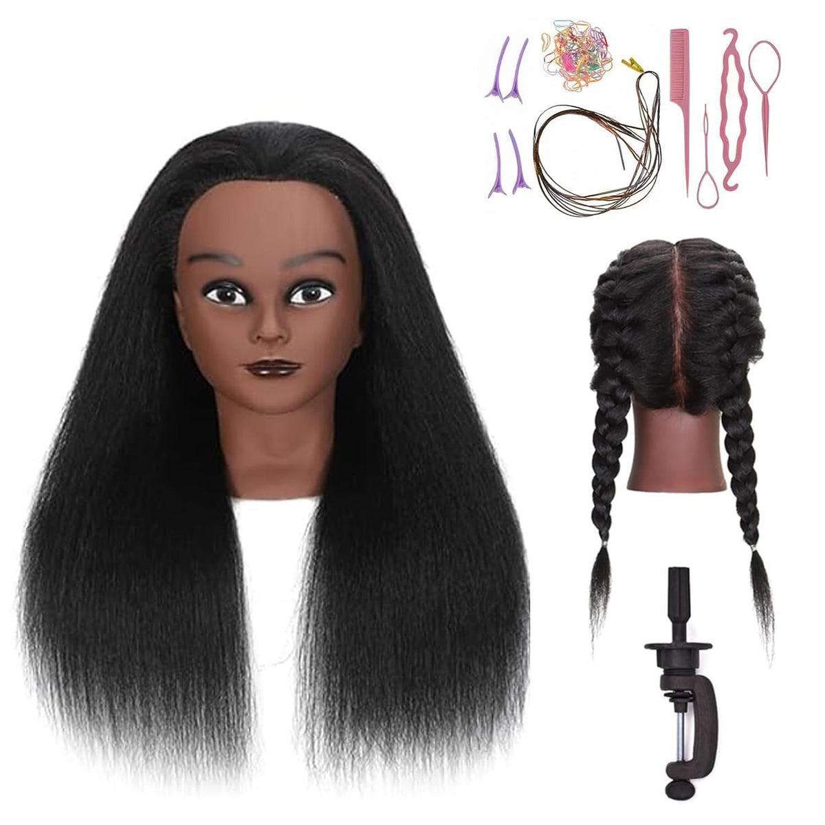 100% Real Hair Mannequin Head Training Head Manikin Cosmetology Doll Head for Hairdresser