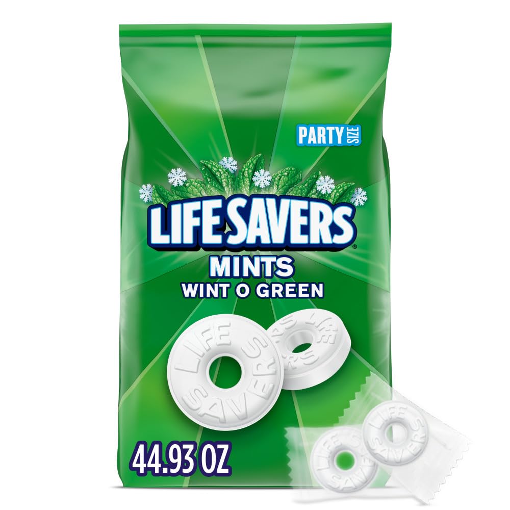LIFE SAVERS Wint-O-Green Summer Candy Individually Wrapped Hard Mints, Party