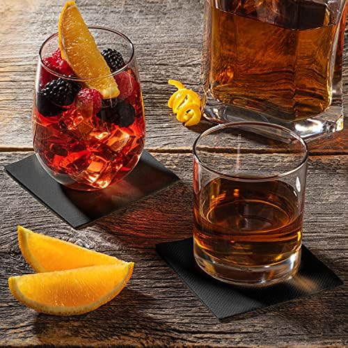 Cocktail Napkins-Disposable Beverage/Bar Napkins-Black Linen-Like Square