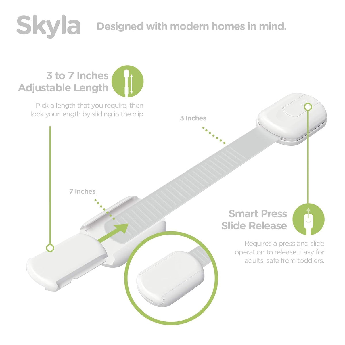 SKYLA HOMES Baby Locks (8-Pack) Child Safety Cabinet Proofing - Safe Quick