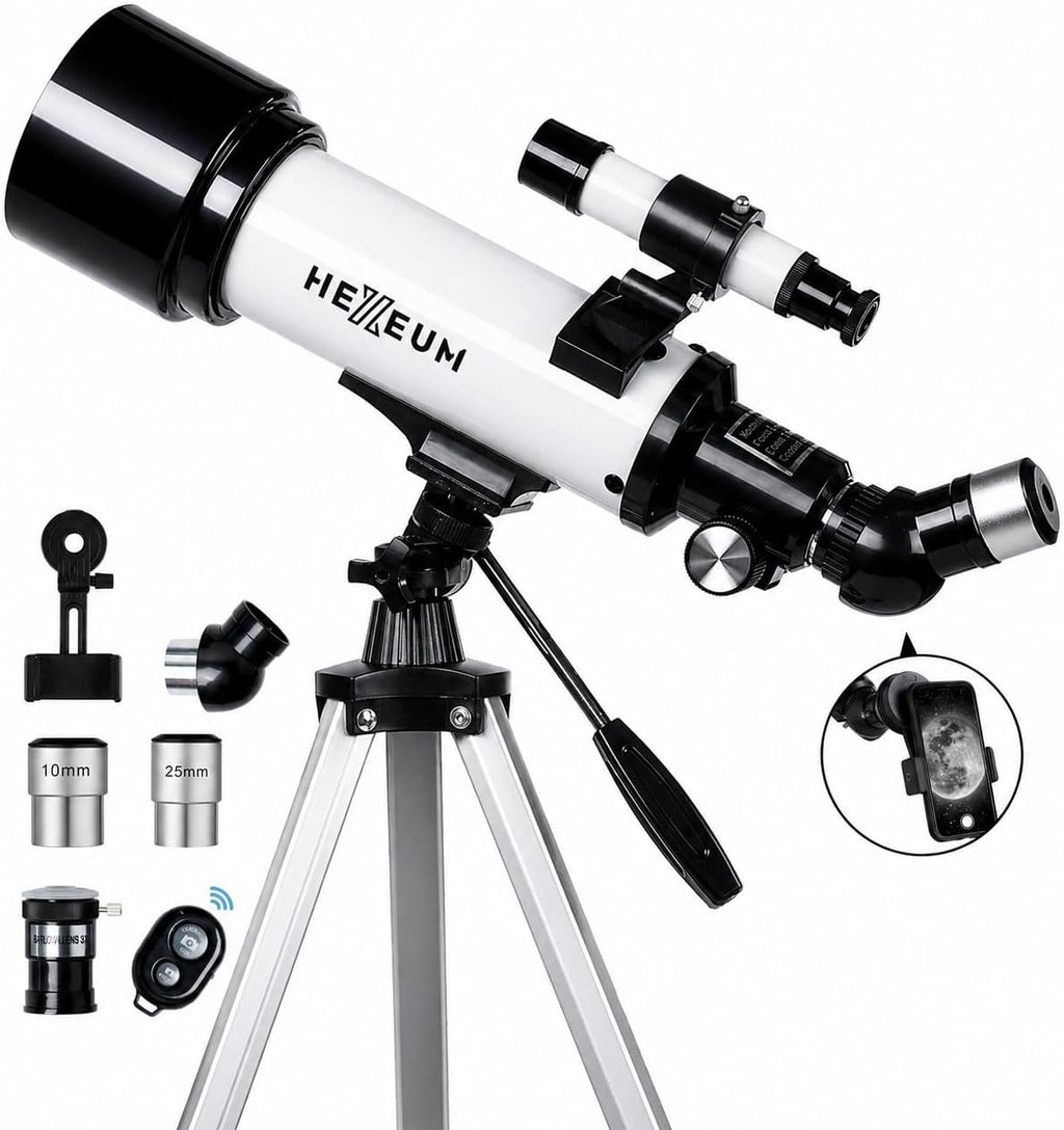 Telescope for Kids, 70mm/500mm AZ Refractor for Beginners, White