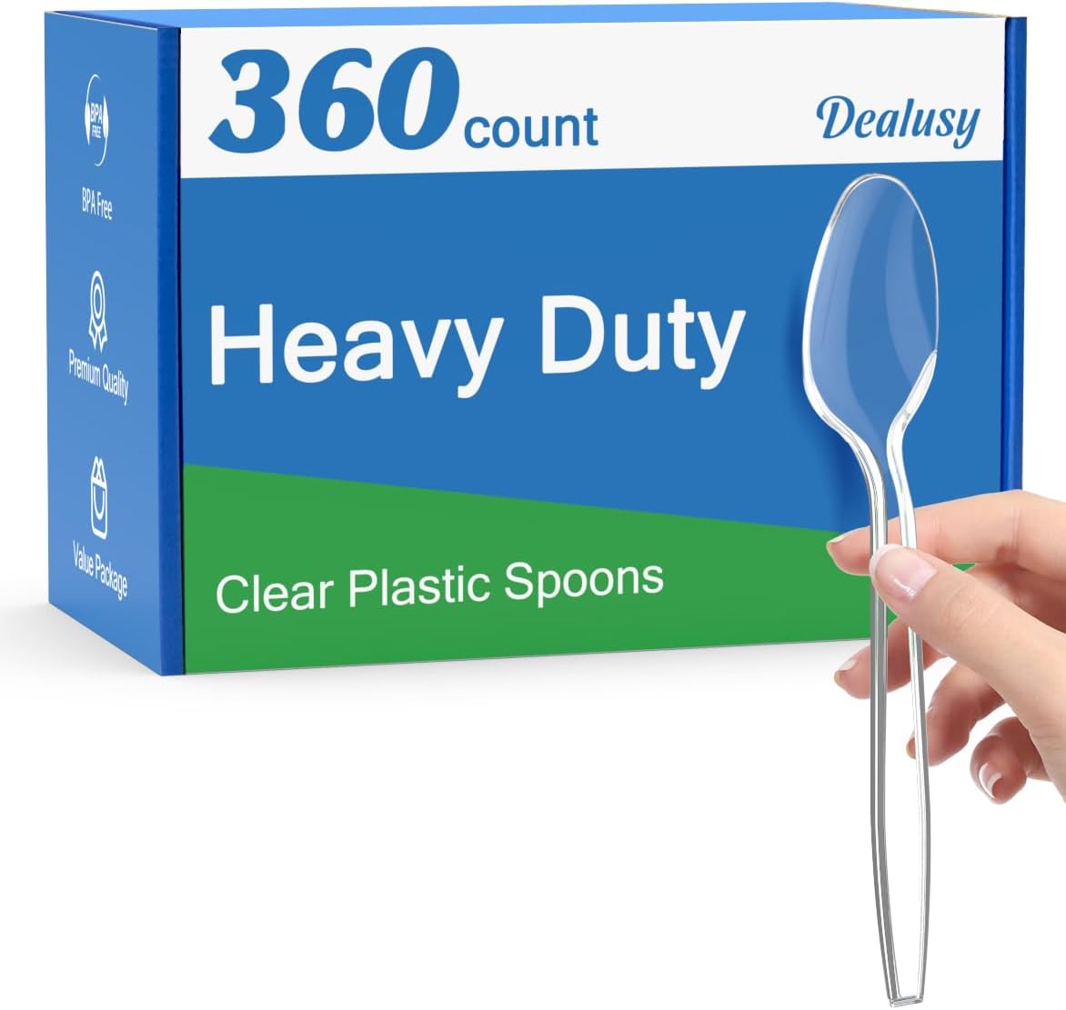 Dealusy 360 Count Clear Plastic Spoons Disposable