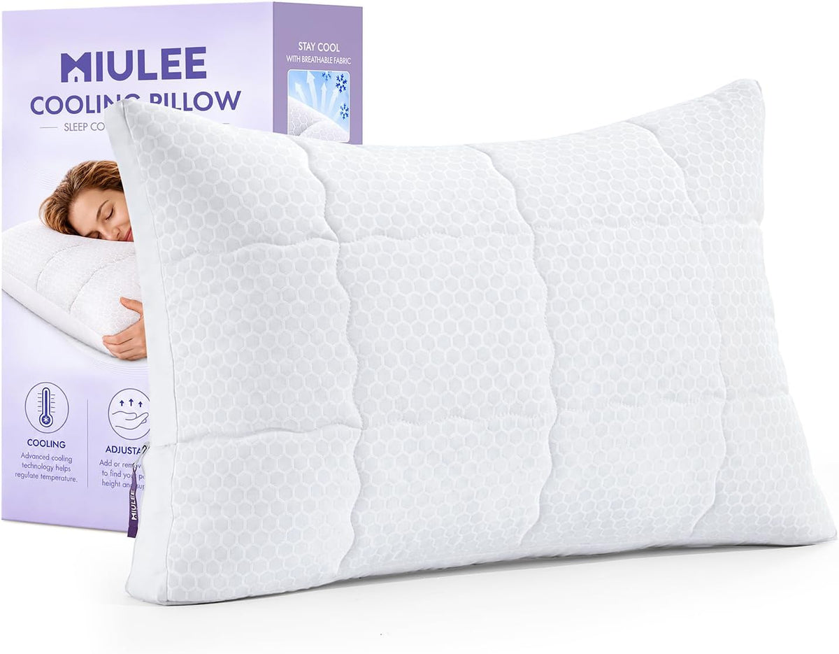 MIULEE Cooling Adjustable Bed Pillow, Standard Size Down Alternative Pillow