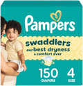 Pampers Swaddlers Diapers, Size 4 (15-34 lbs), 150 Count, Absorbent, Keeps