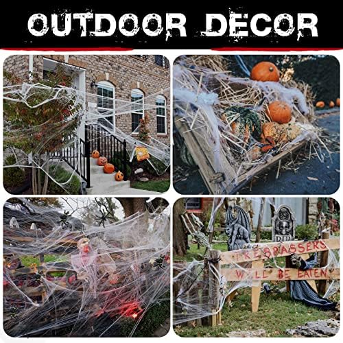 ZPISF 1400 sqft Halloween Spider Webs Decorations with 150 Extra Fake Spiders