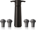 Vacu Vin Original Wine Pump - 4 Vacuum Wine Stoppers - Wine Saver - Black