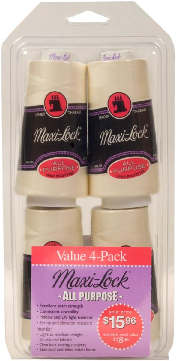 Maxi-Lock All Purpose Serger Thread - 4-Pack Eggshell Color, 3000 Yards Each
