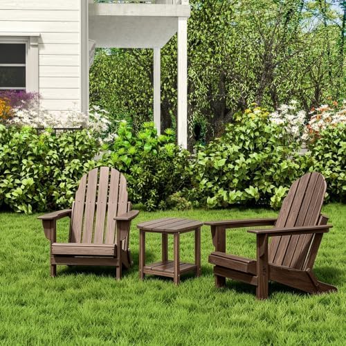 Outdoor Side Table with Shelf - All-Weather HDPE End Table with Realistic Wood Grain