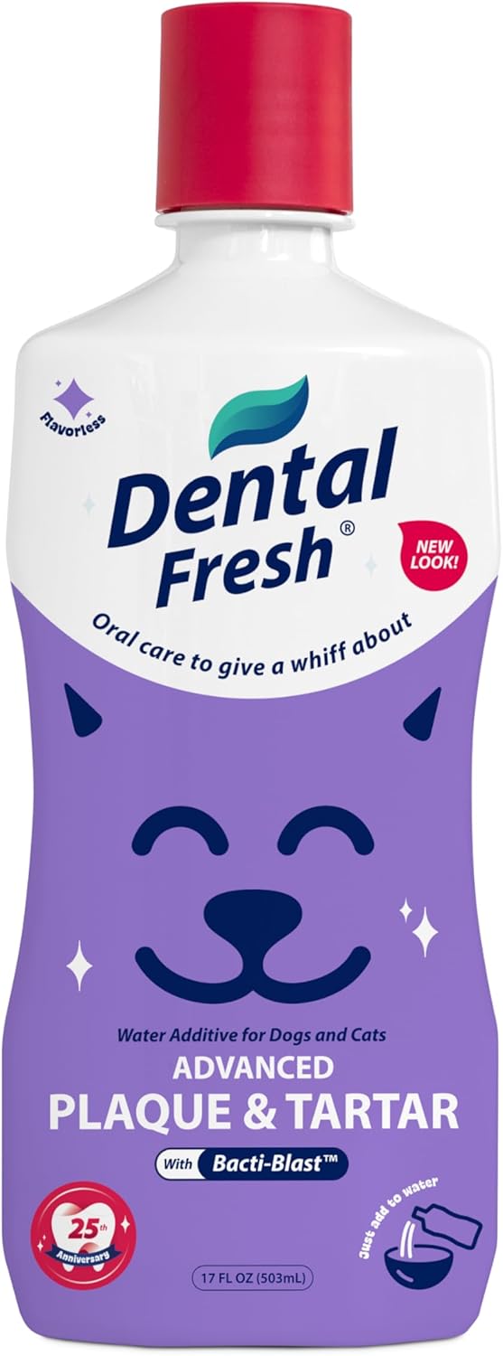 Dental Fresh Water Additive - Plaque & Tartar Care for Dogs & Cats - 17 oz