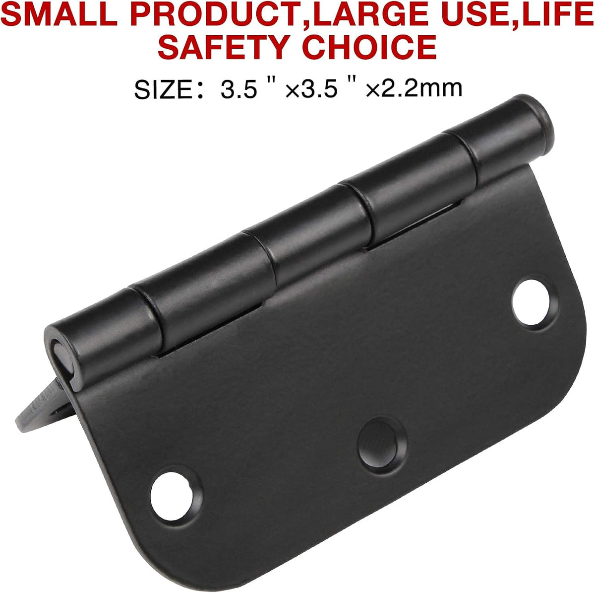 30 Pack Rounded Matte Black Door Hinges 3.5 Inch 5/8" Radius Interior 3 1/2"