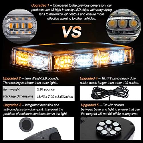 ASPL 2pcs 48LED Roof Top Strobe Lights with Magnetic Base