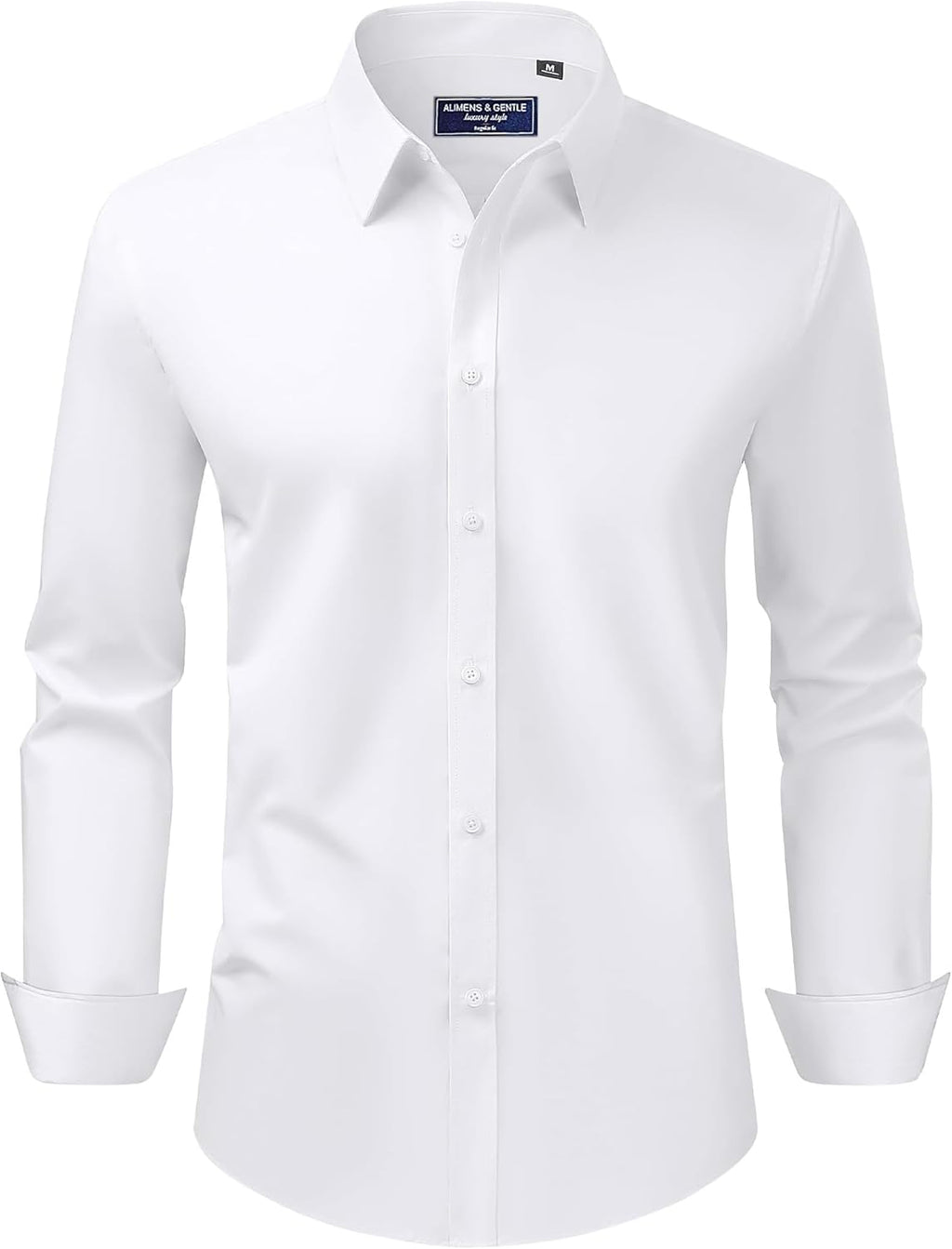 Alimens & Gentle Men's Dress Shirt Regular Fit Stretch Stain Shield Long Sleeve Solid