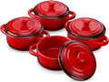 LOVECASA Mini Cocotte Set,12 OZ Small Casserole Dishes with Lids, Soup Bowls With Handles