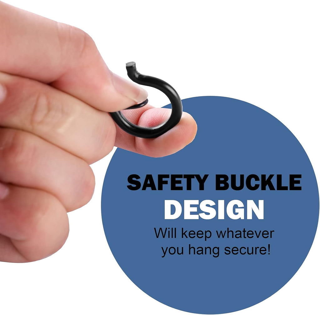 ADIIL 20 PCS Q Hanger Hooks with Safety Buckle, Windproof Screw Hooks for