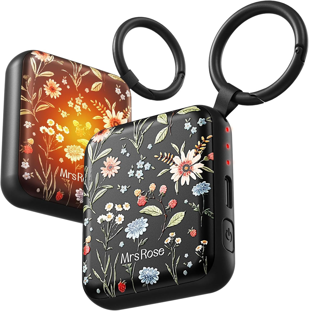 Ultra Thin Rechargeable Hand Warmers 2 Pack with Carabiner Ring