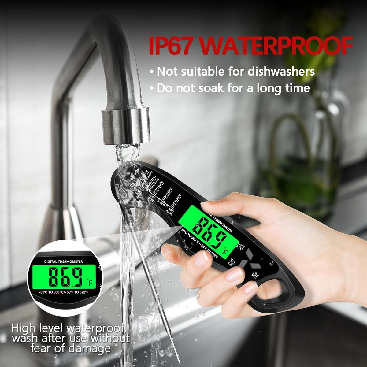 Meat Thermometer Digital•?ÎIP67 Waterproof Cooking Thermometer with