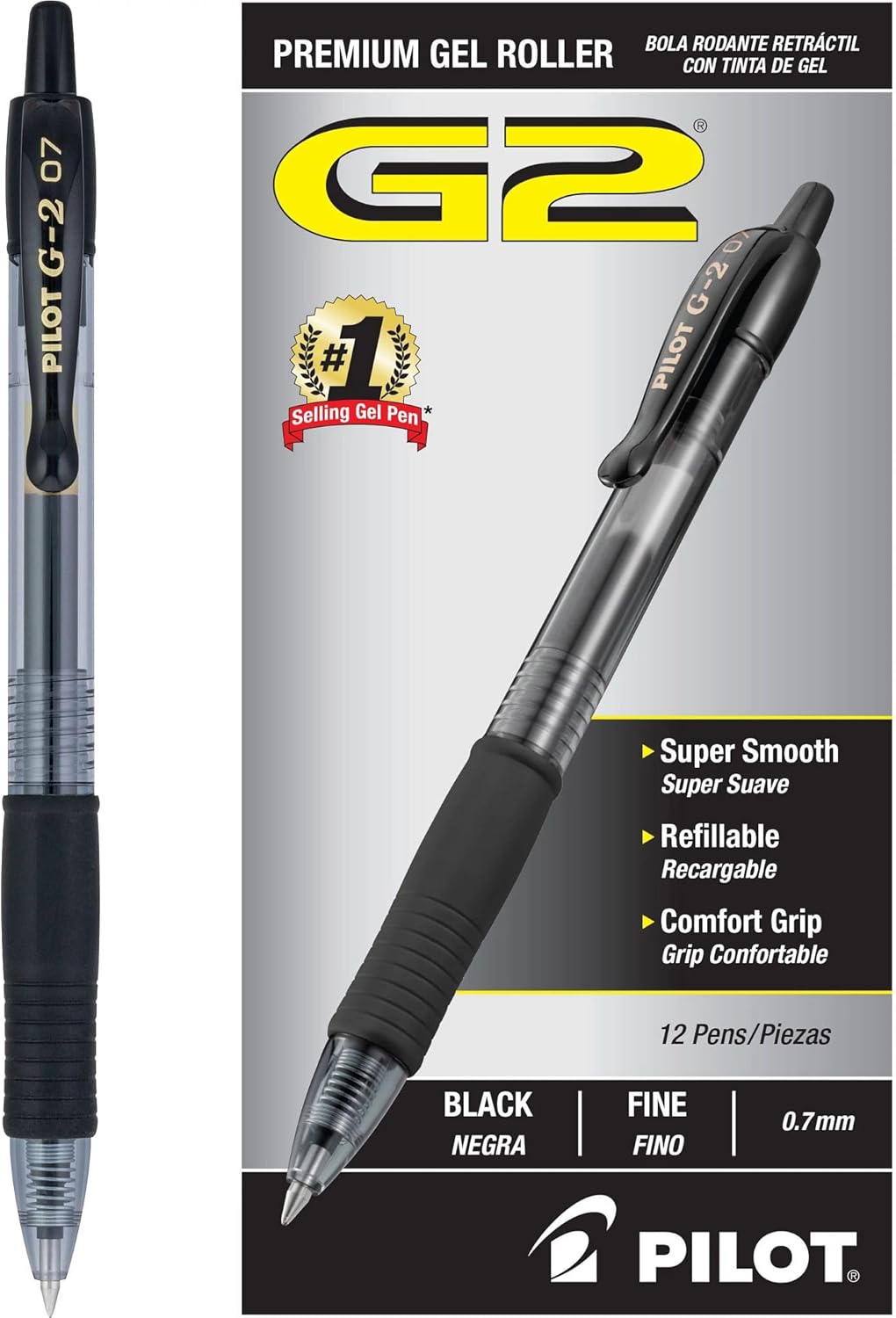 PILOT G2 Premium Refillable & Retractable Rolling Ball Gel Pens, Fine Point