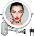 FUNTOUCH 5000mAh Rechargeable Wall Mounted Lighted Makeup Mirror 1X30X - rechargeable wall mounted lighted makeup vanity