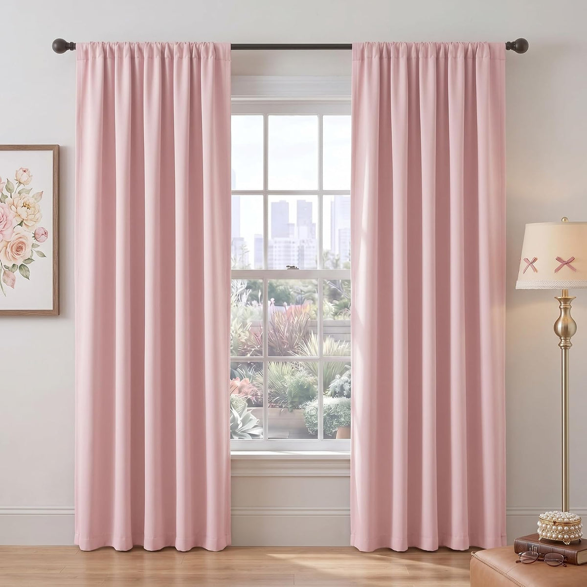 PONY DANCE Blush Pink Blackout Curtains 84 Inches Long 2 Panels for Nursery