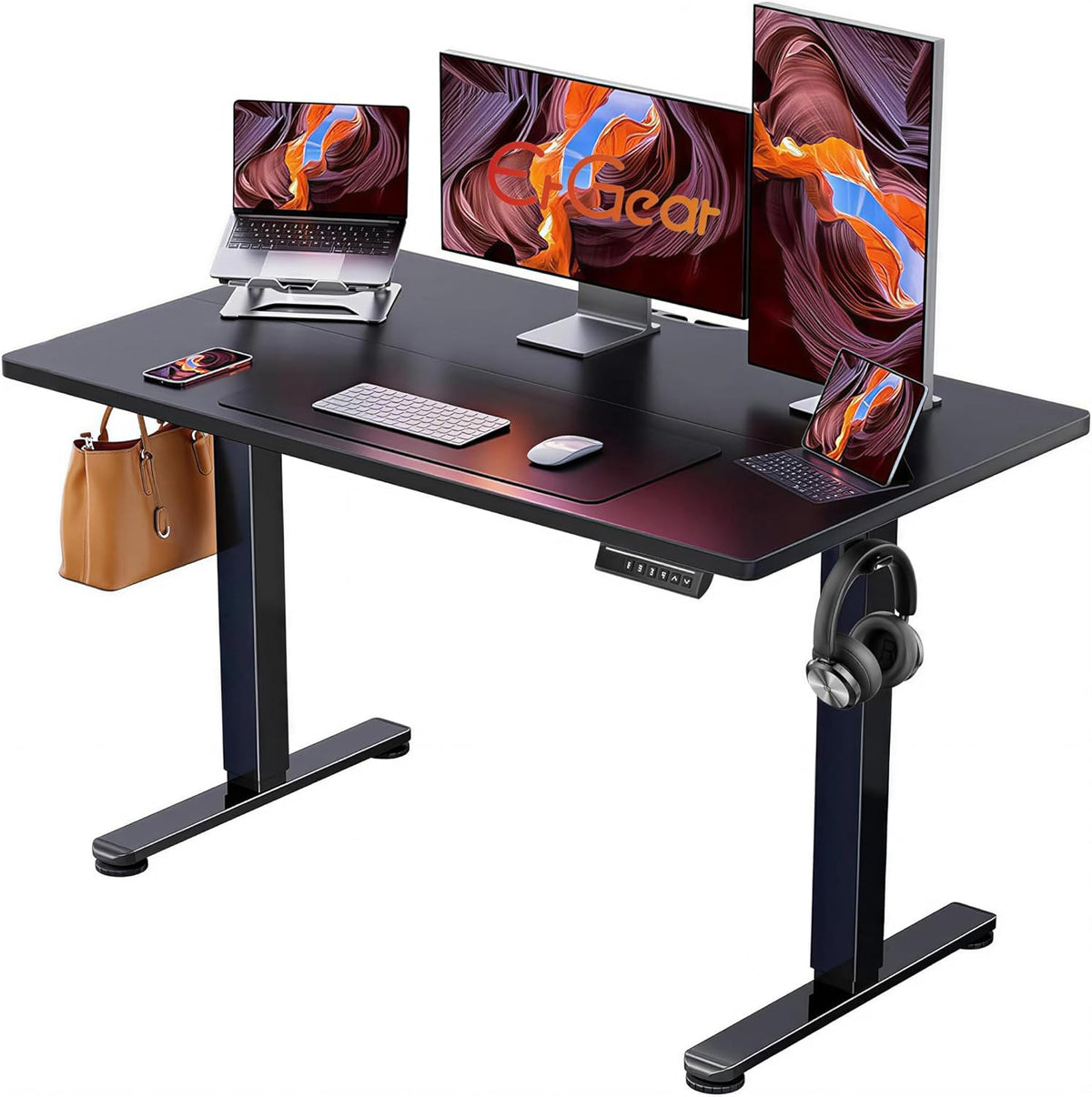 ErGear 48 X 24 Inch Height Adjustable Electric Standing Desk, Black - ergear height adjustable electric standing desk