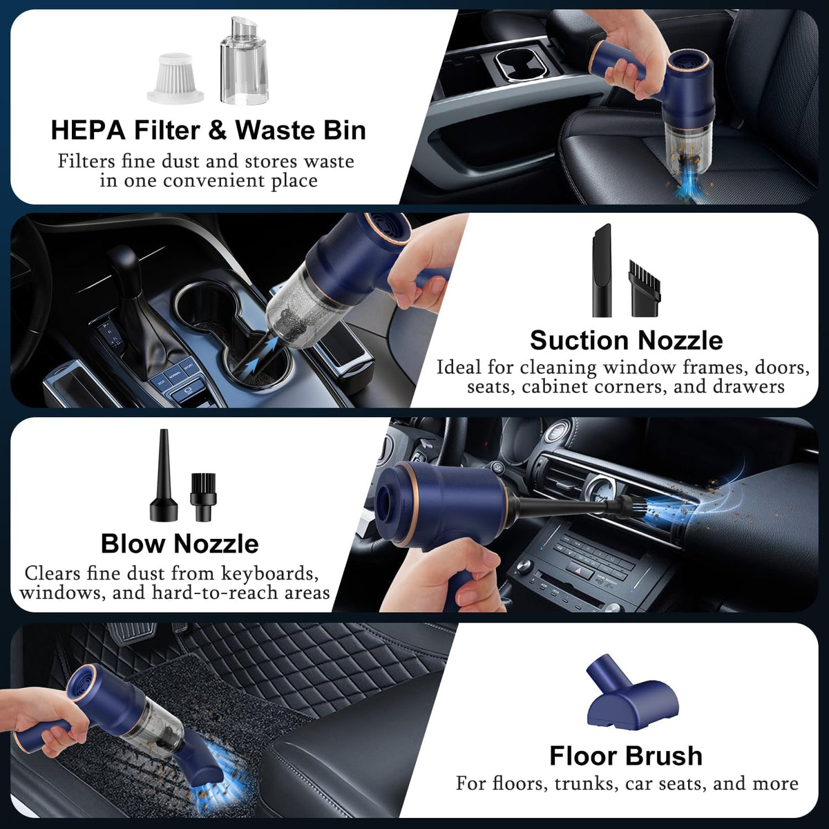 KMM Handheld Car Vacuum Cleaner, 9000Pa Vacuum Cleaner and Air Duster, 120W