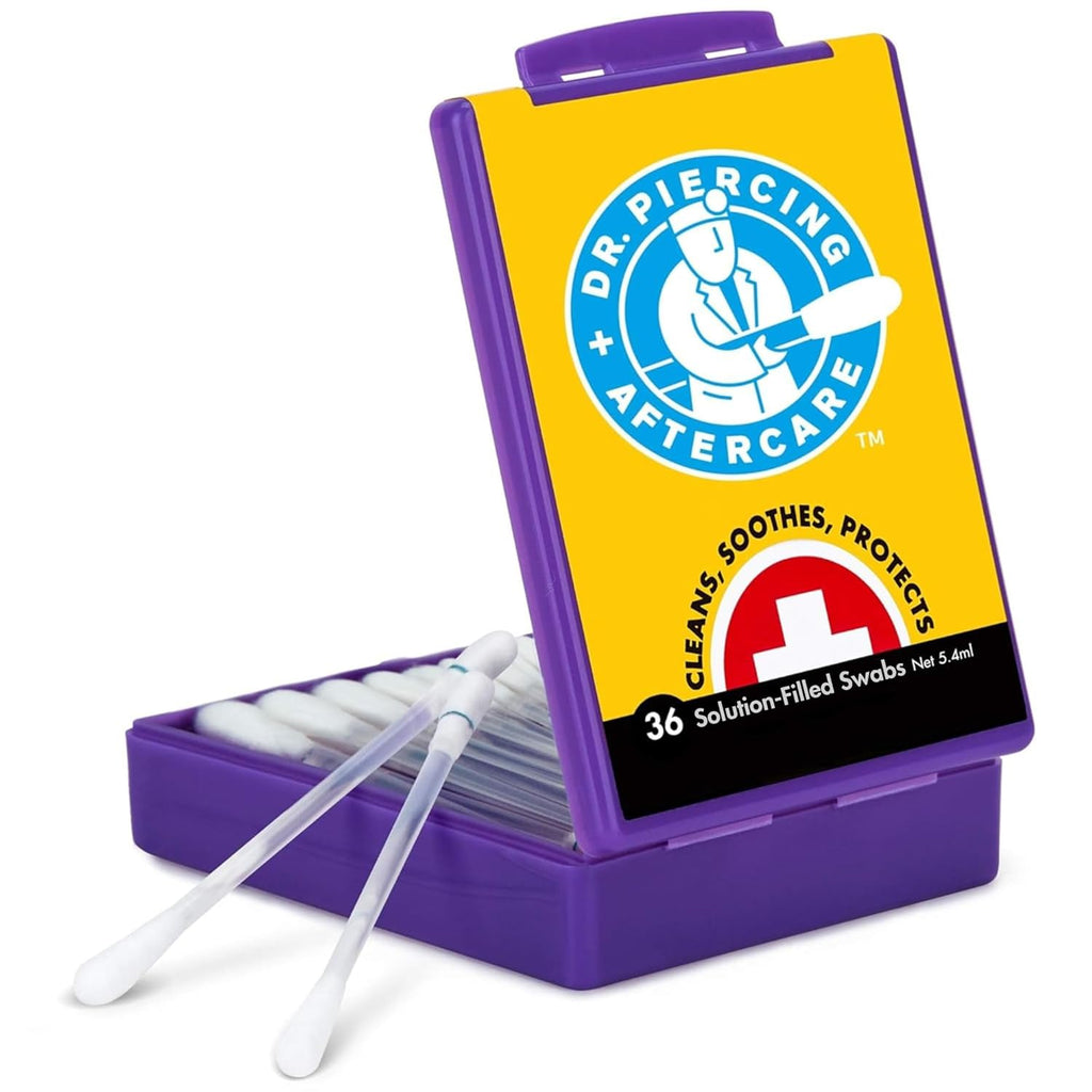 Dr. Piercing Aftercare Swabs – Piercing Bump Saline Solution for Cleansing Earring, Nose