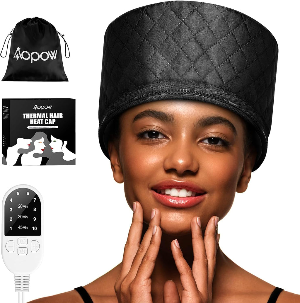 Heat Cap for Deep Conditioning: 10-Level Heats Up Quickly 3 Time Settings Hair Steamer
