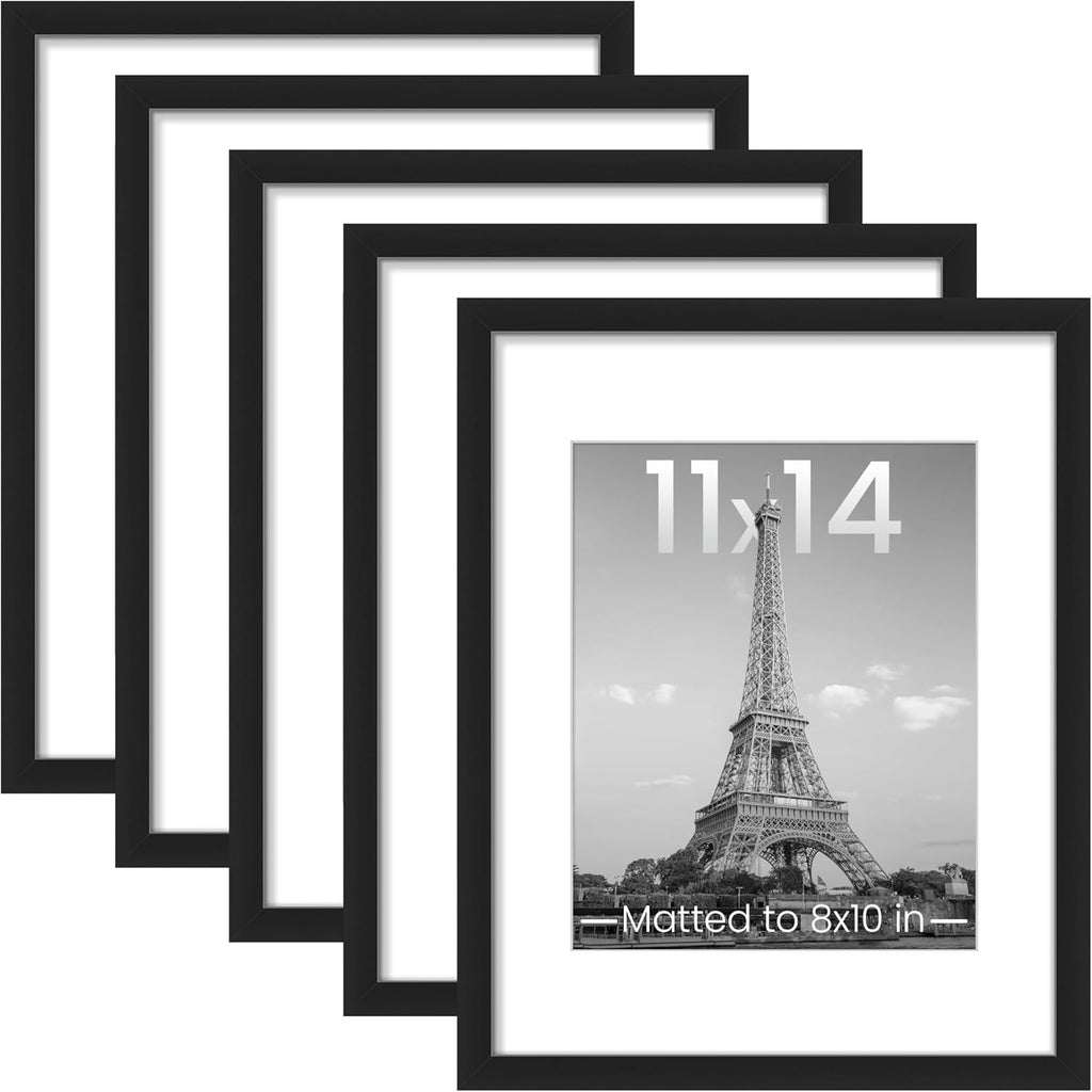 upsimples 11x14 Picture Frame, Gallery Wall Frames Set of 5, Black