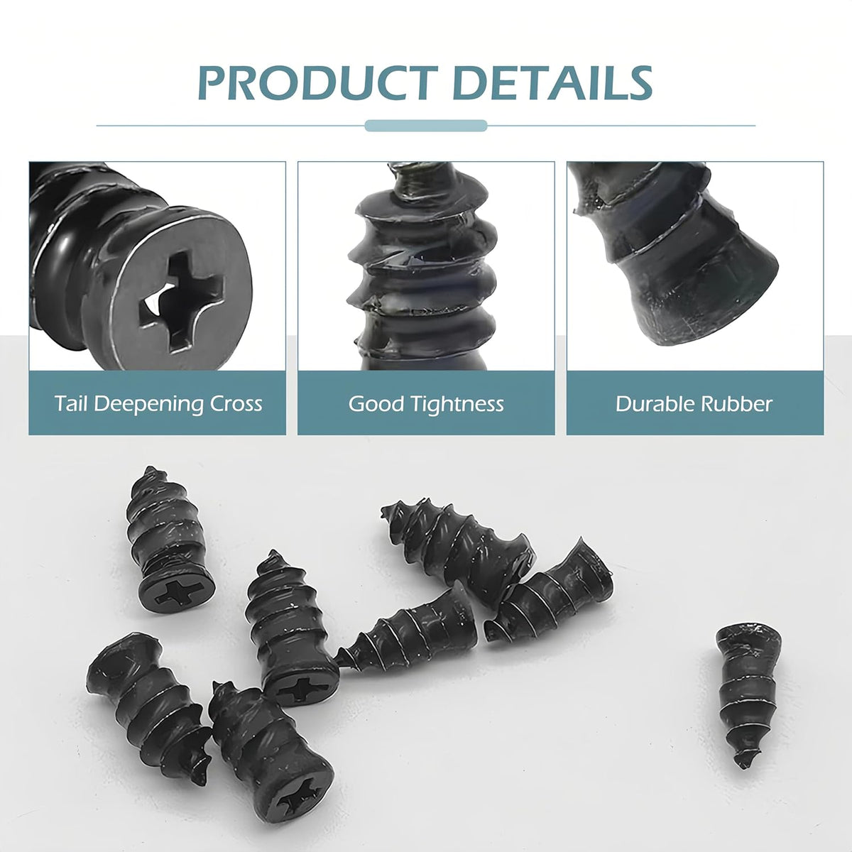 60 PCS Tire Repair Rubber Nail, Vacuum Tire Repair Kits Spiral Rubber Screws