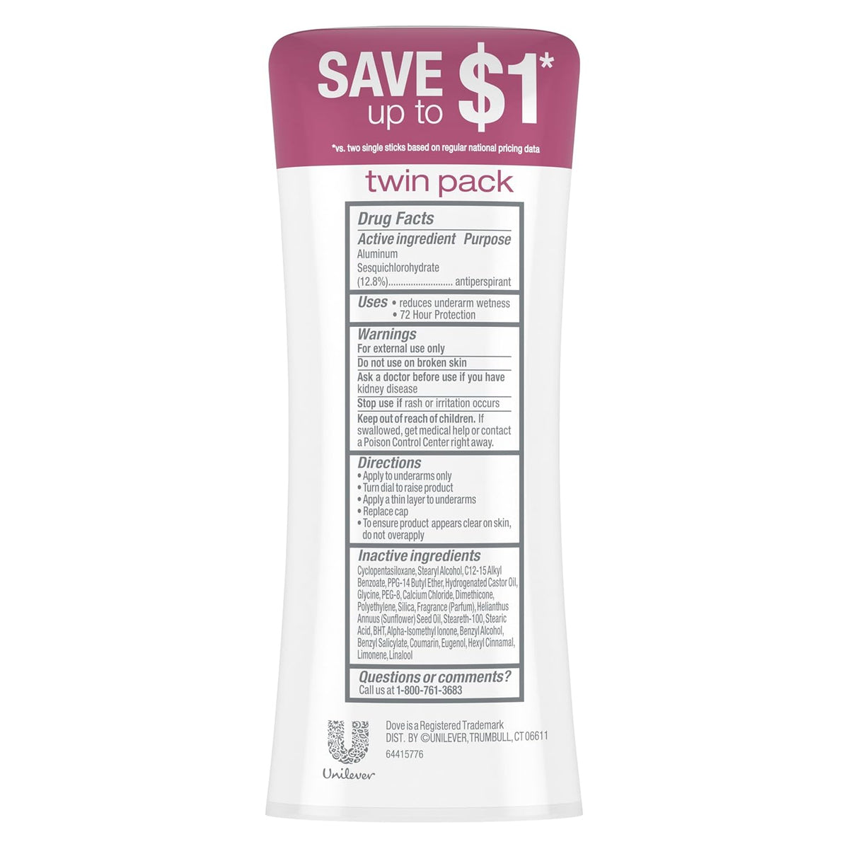 Dove Advanced Care Antiperspirant Caring Coconut, 2 Count Deodorant Stick for