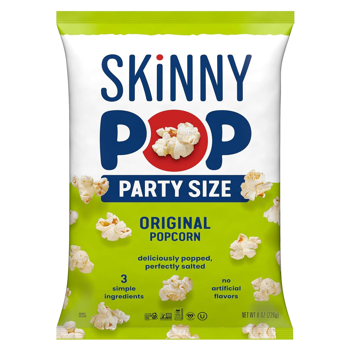 SkinnyPop Popcorn, Original, Whole Grain, Dairy-Free Snack, 8oz Family Size