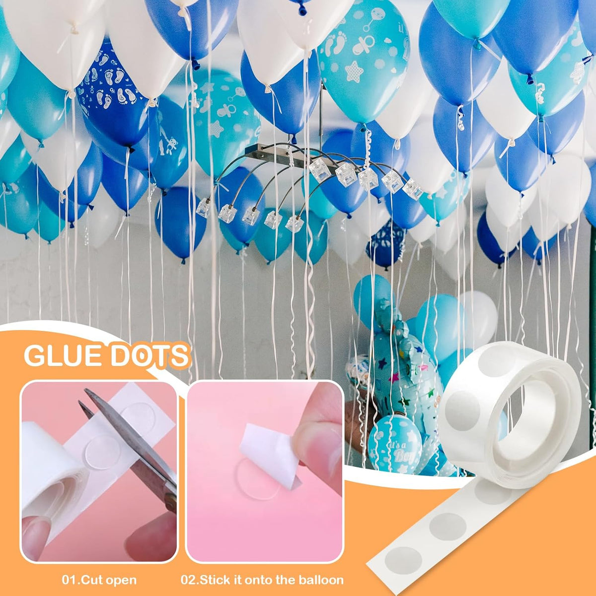 1000pcs Glue Point Clear Balloon Glue Removable Adhesive Dots Double Sided