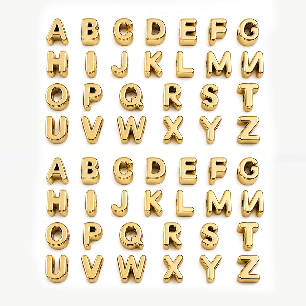 OVRUNS 52PCS A-Z Letter Beads Horizontal Hole Acrylic DIY Alphabet BagCharm