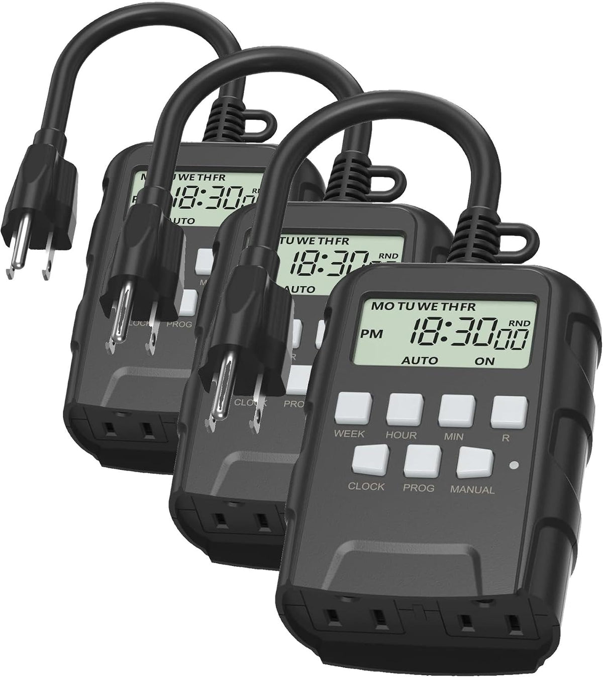 BN-LINK 7 Day Outdoor Heavy Duty Digital Programmable Timer, 125VAC, 60Hz, Dual Outlet