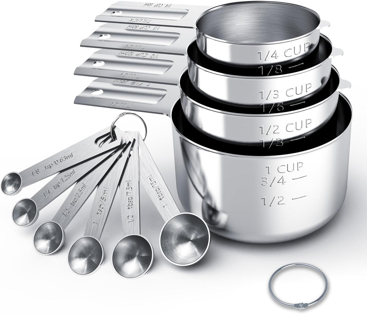 Stainless Steel Measuring Cups & Spoons Set, Cups and Spoons