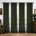 MIULEE Olive Green Velvet Curtains 4 Panels Set Back Tab 40x84 Inch Long
