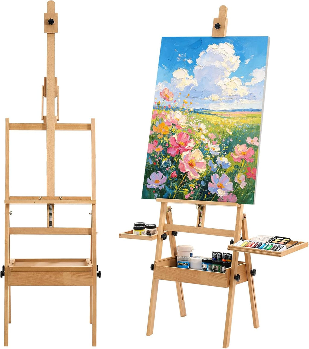 VEVOR Studio H-Frame Easel Holds Canvas Up to 35.43" Solid Beech Wood Frame