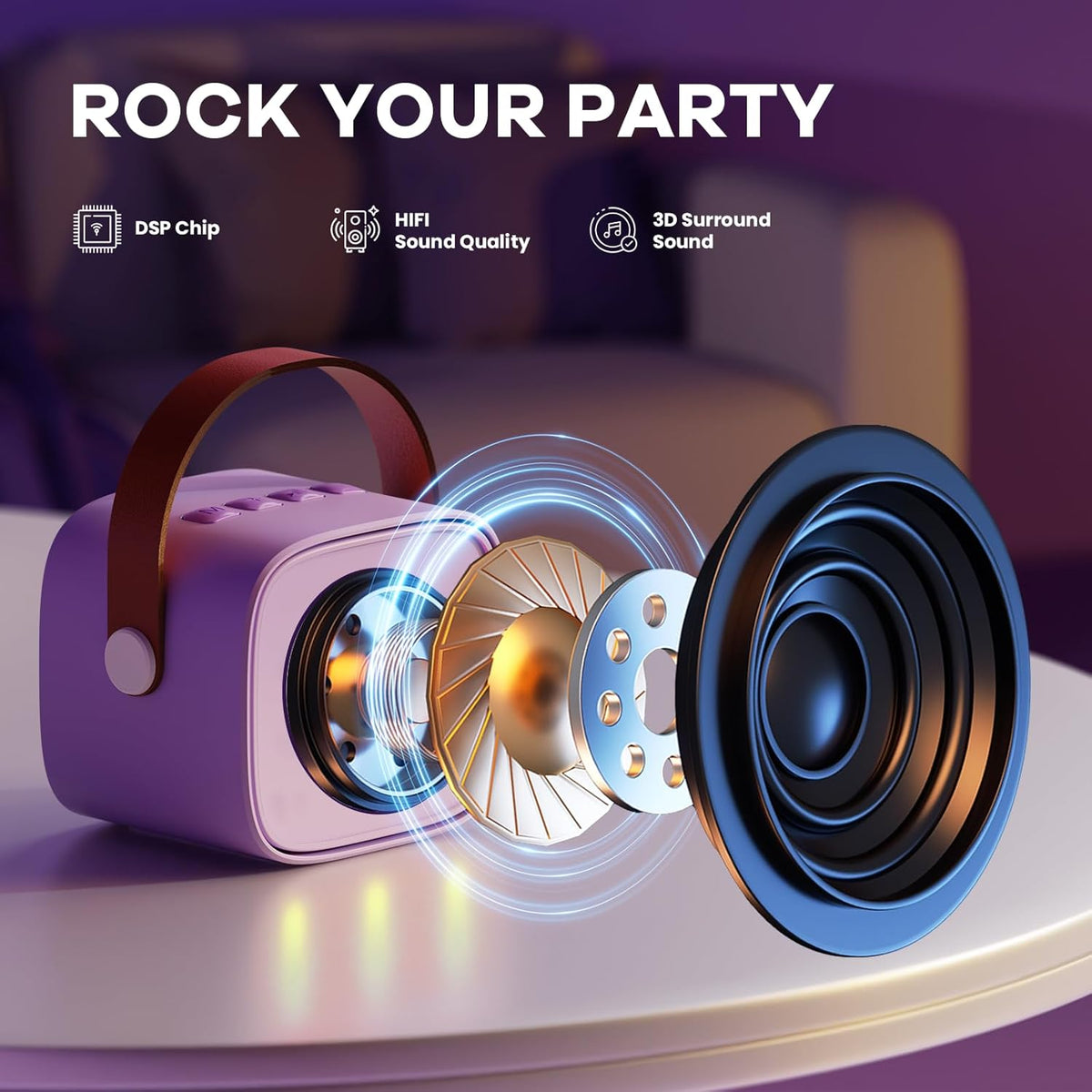 YLL Karaoke Machine for Kids, Portable Mini Speaker with 2 Wireless