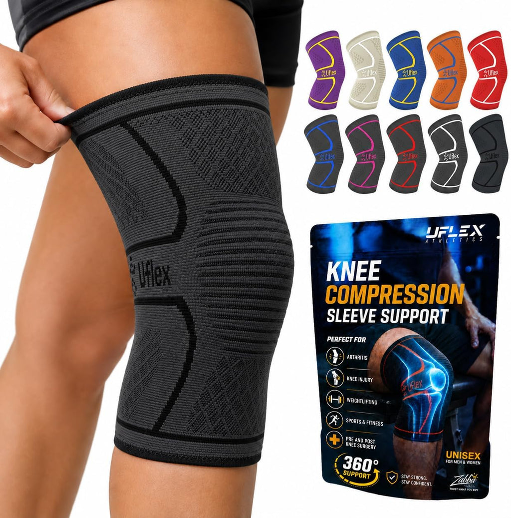 UFlex Athletics Knee Brace Sleeve Men & Women - uflex athletics knee compression sleeve support