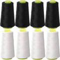 Black & White Sewing Thread, 8PCS 40S/2 3000 Yard Spool Serger Thread