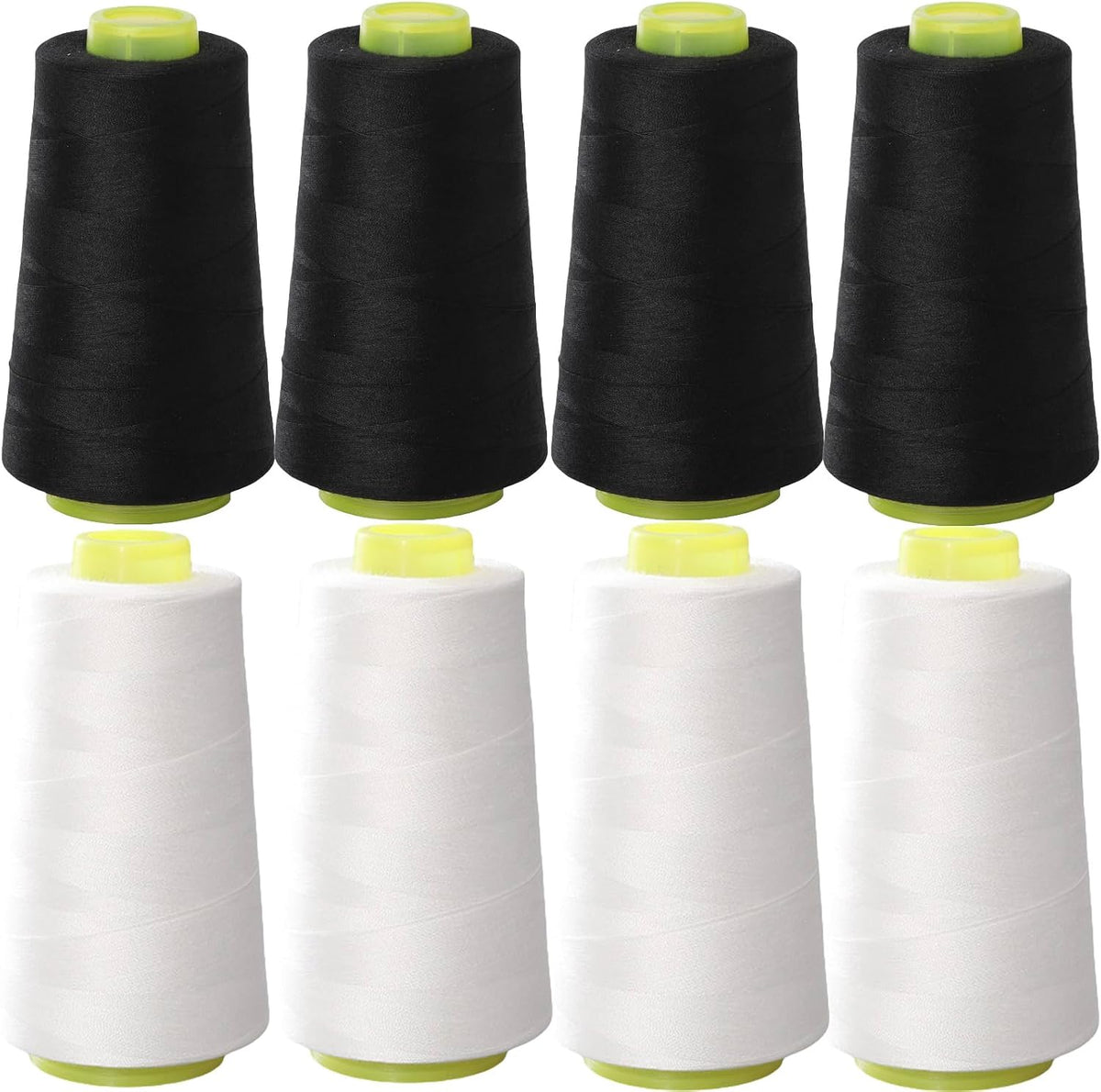 Black & White Sewing Thread, 8PCS 40S/2 3000 Yard Spool Serger Thread