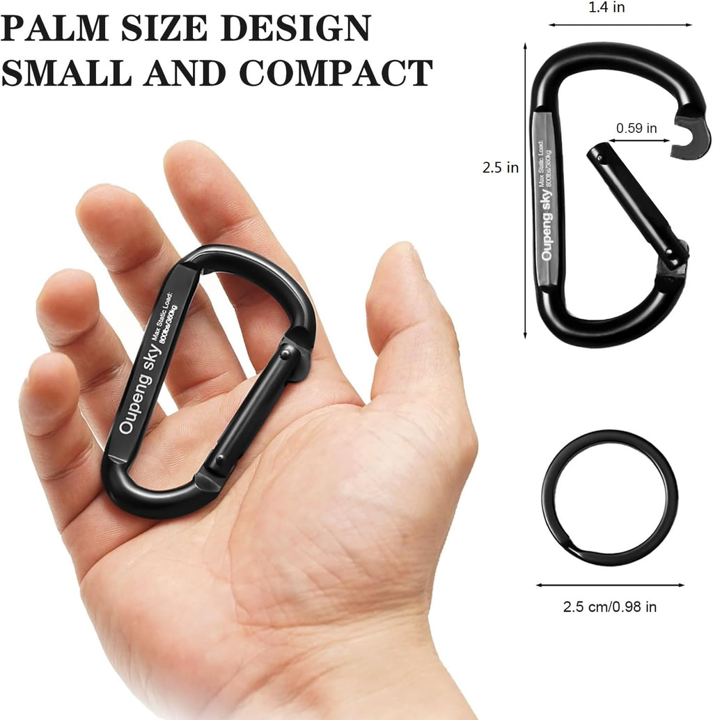 Carabiner Clip - Heavy Duty Carabiners 800lbs-13KN (2922 lbs) Carabeaner D