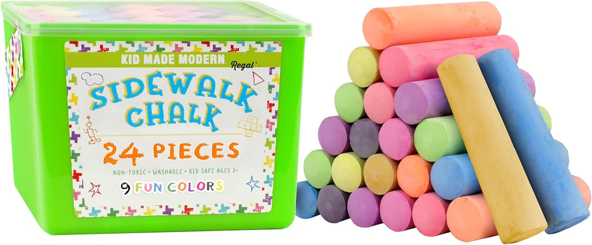 Kid Made Modern Non Toxic Sidewalk Chalk Bucket (24 Count) - Washable Colored
