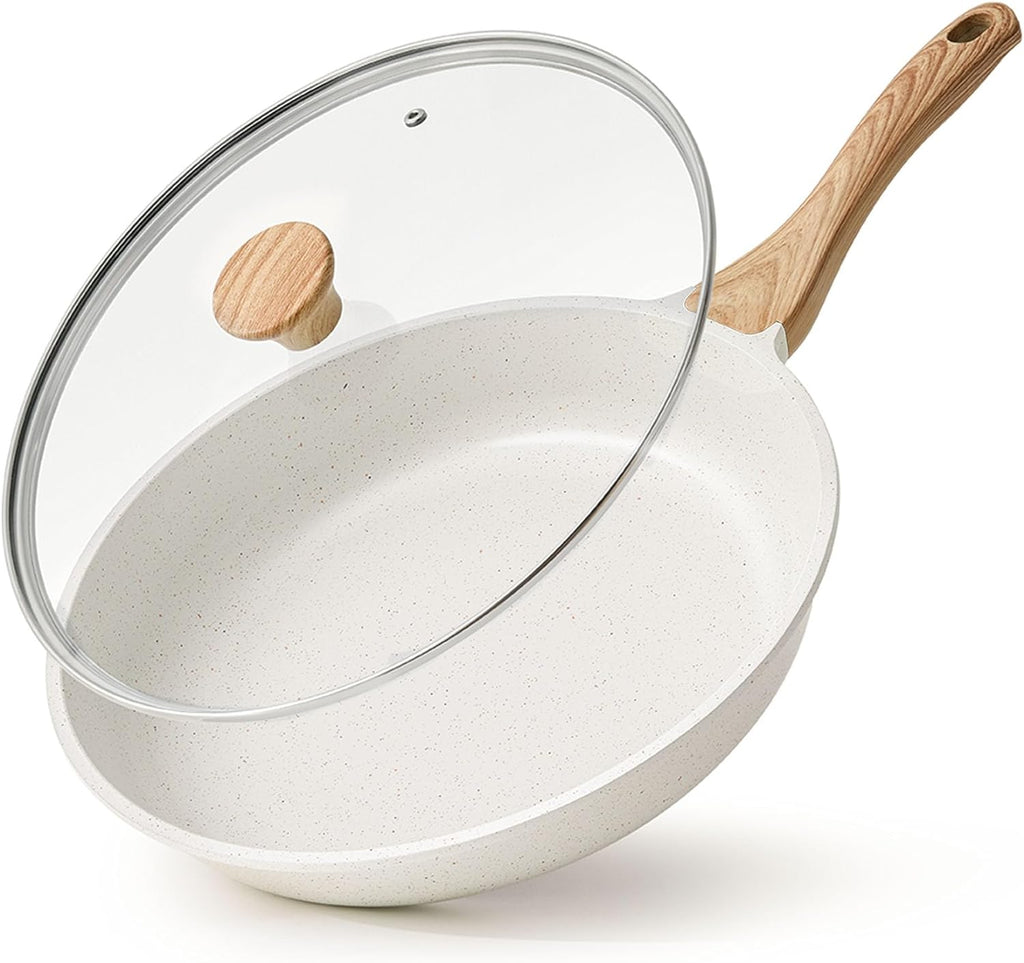 SENSARTE 8/9.5/10/11/12.5In Nonstick Ceramic Frying Pan with Lid - sensarte nonstick ceramic frying pan skillet with lid